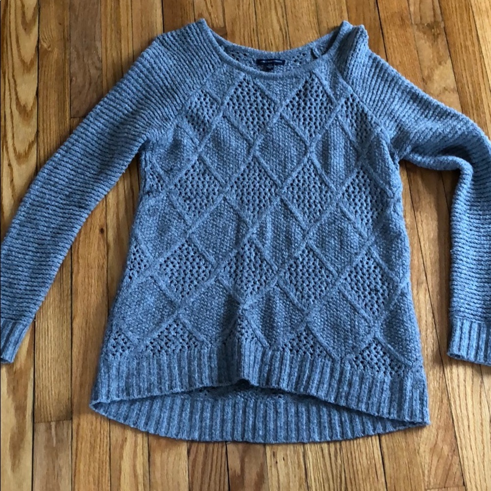 Long grey knit sweater